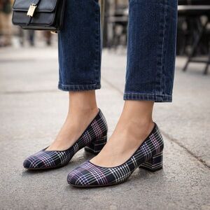 Ann Taylor Multicolor Plaid Heels